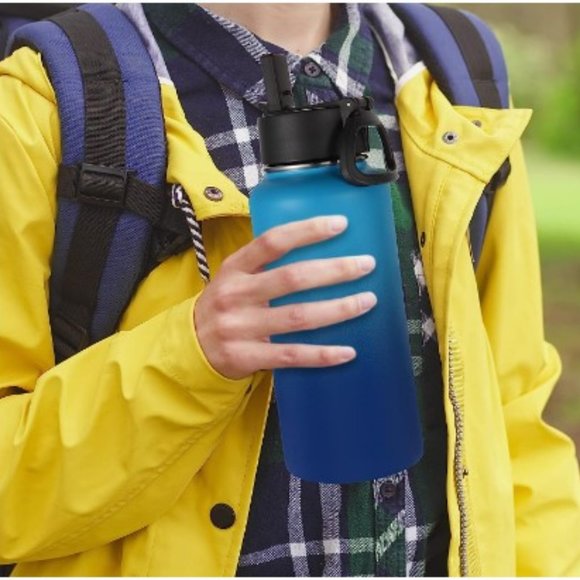 Insulated Stainless Steel Sports Water Bottle - Leak Proof w/ 2 Lids - Picture 7 of 10